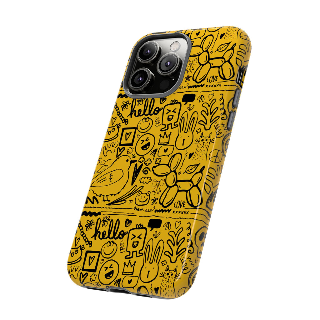Vibrant Phone Case, Cute Yellow Floral iPhone Cover, Stylish Tough Case, Fun Phone Accessory, Perfect Gift for Teens