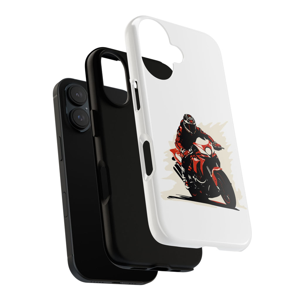 Motorcycle Phone Case, Tough Cases for Riders, Biker Accessory, Gifts for Motorcyclists, Red Bike Design