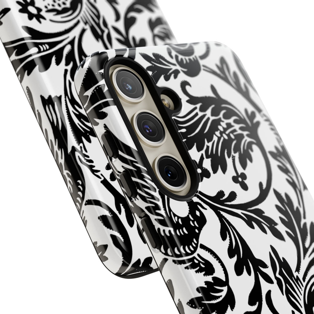 Elegant Black Floral Phone Case, Tough Cases, Stylish Phone Protection, Gift for Her, Floral Design, Trendy Accessories