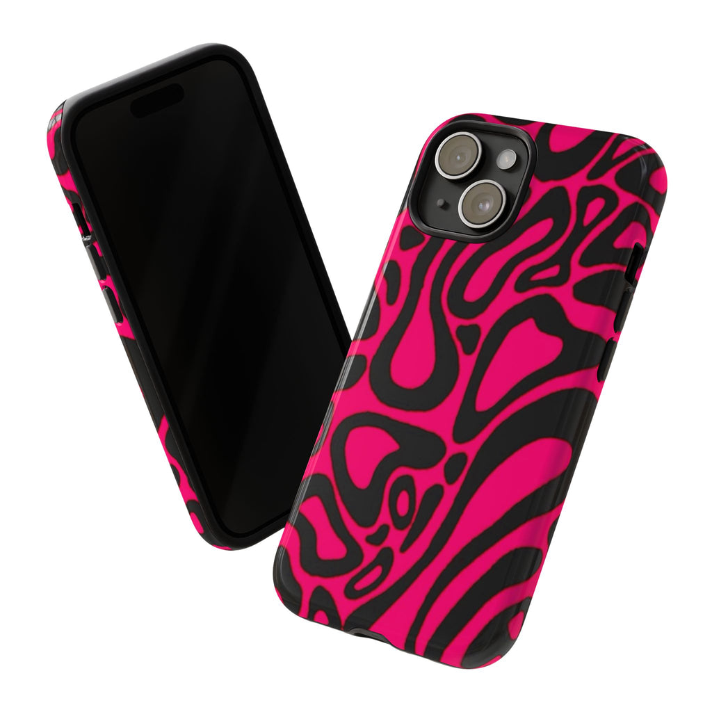 Bold Pink Patterned Phone Case, Stylish Tough Case, Trendy Accessory, Gift for Her, Tech Protection