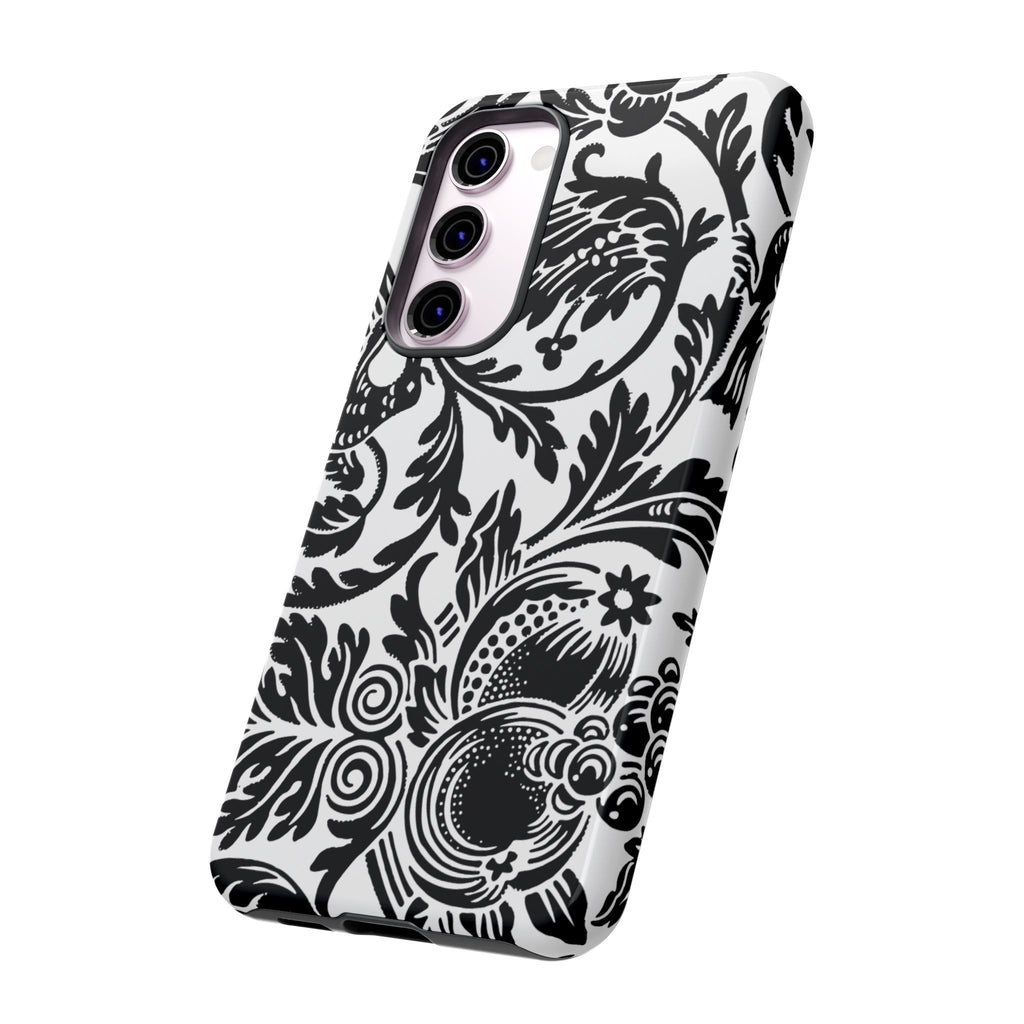 Elegant Black Floral Phone Case, Tough Cases, Stylish Phone Protection, Gift for Her, Floral Design, Trendy Accessories