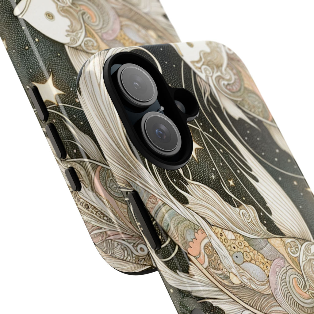 Artistic Phone Case, Cosmic Fish Design, Phone Accessory, Unique Gift, Zodiac Decor, Starry Night Vibes