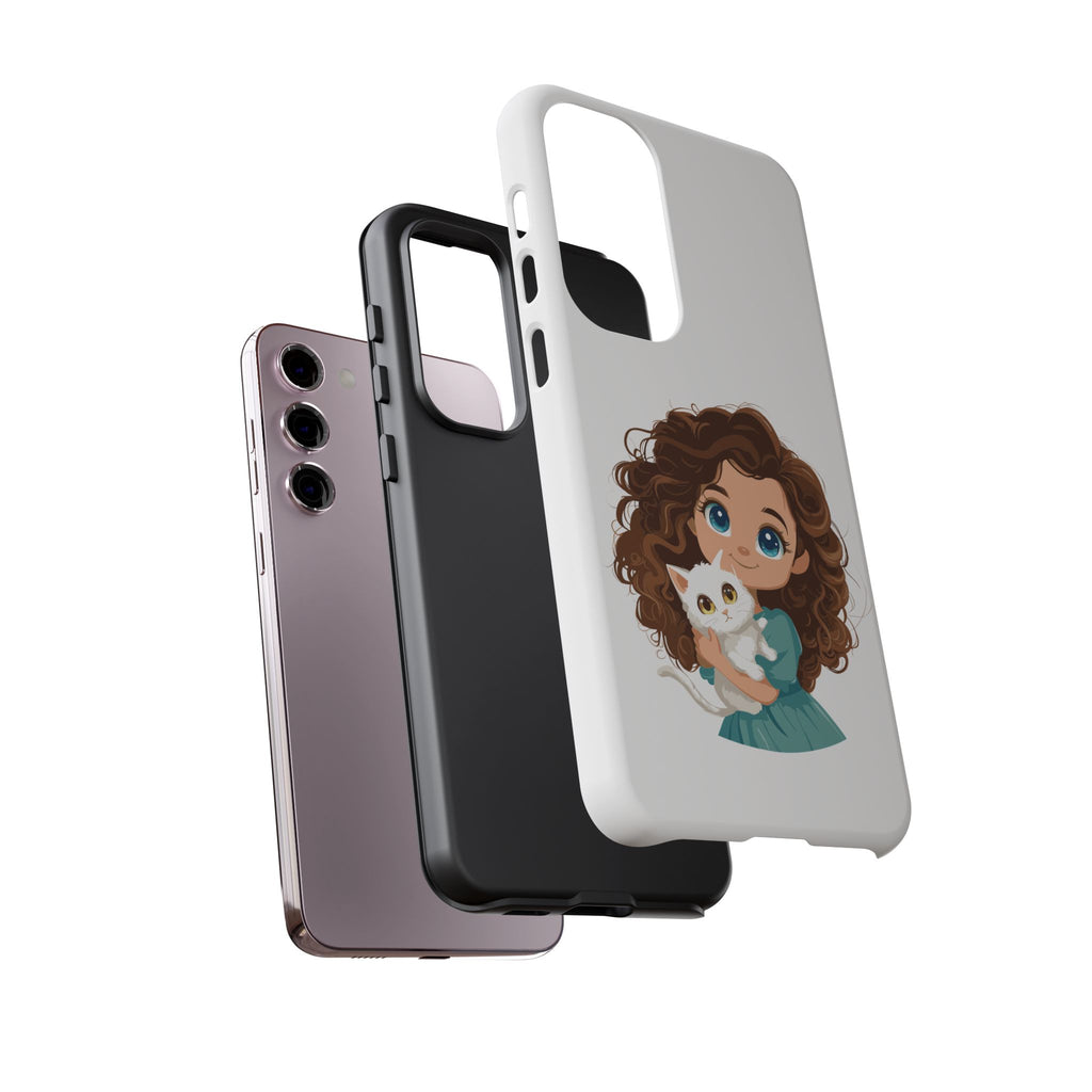 Cute Cat Lover Phone Case, Tough Phone Cover, Pet Lover Gift, Personalized Gift, Kids Phone Case, Animal Lover Accessories
