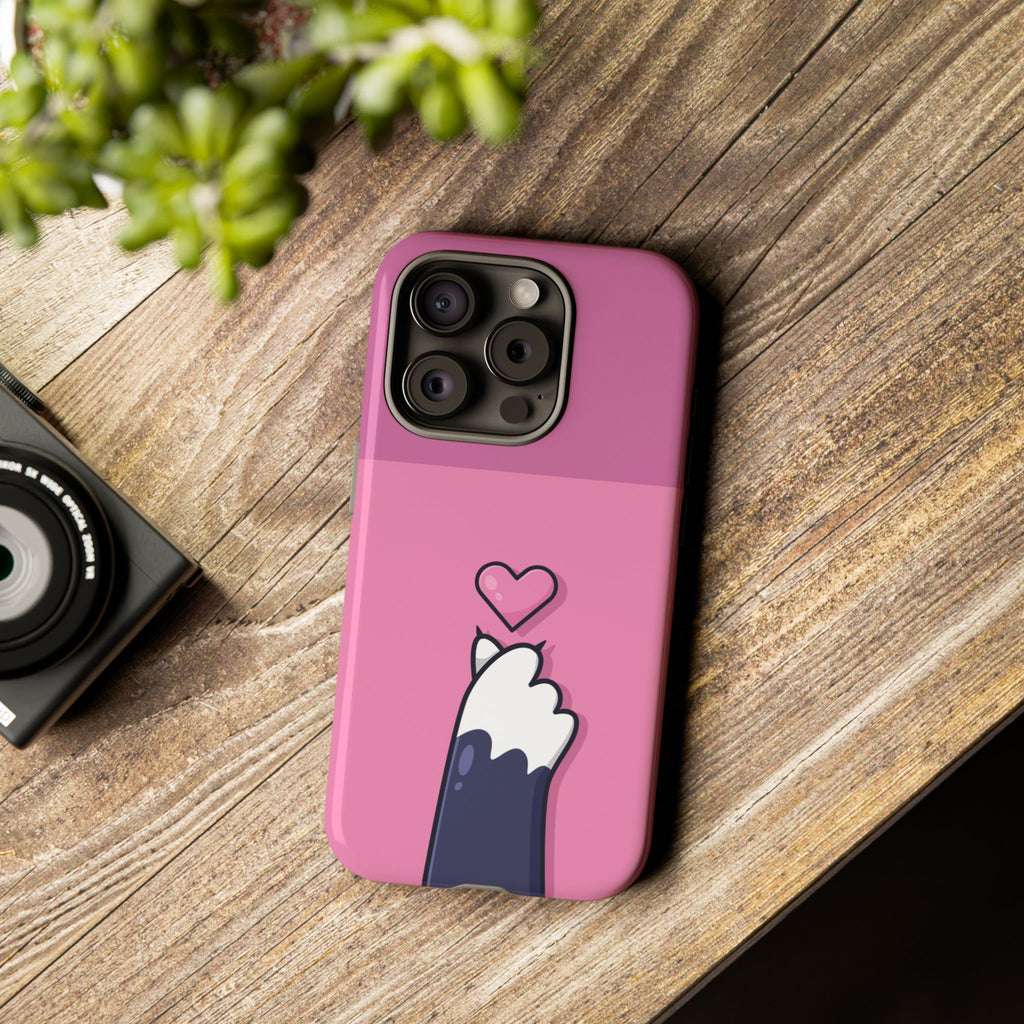 Cute Cat Paw Phone Case, Playful Pet Lover Gift, Animal Print Phone Cover, Heart Design Case, Fun Feminine Case, Kawaii Style