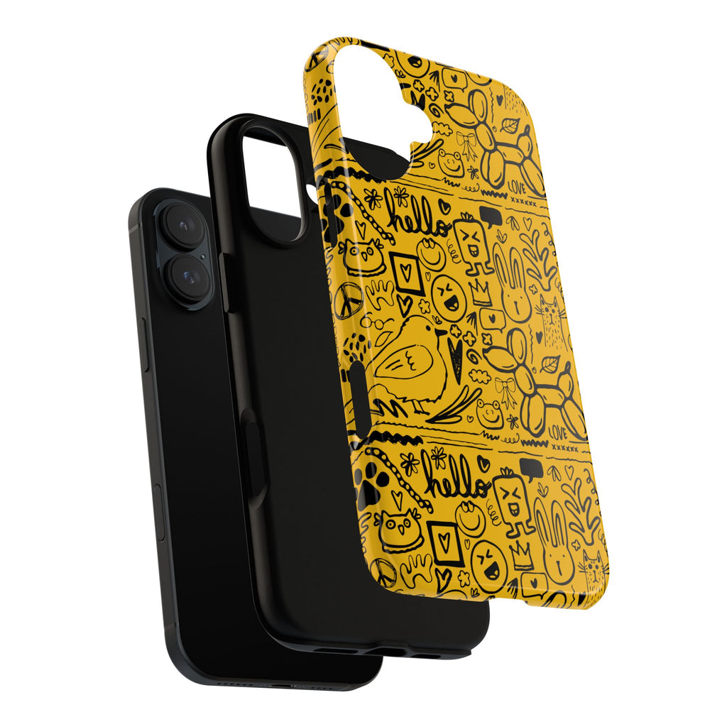 Vibrant Phone Case, Cute Yellow Floral iPhone Cover, Stylish Tough Case, Fun Phone Accessory, Perfect Gift for Teens