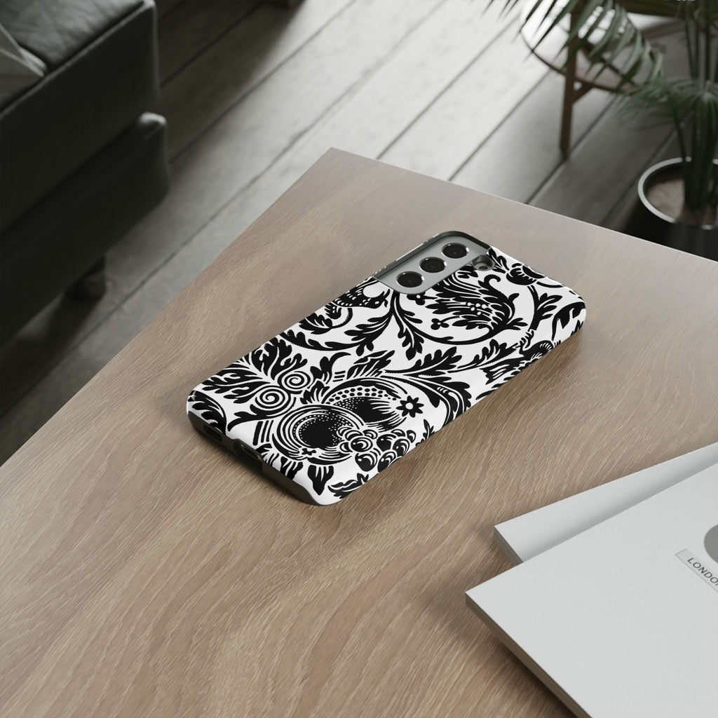 Elegant Black Floral Phone Case, Tough Cases, Stylish Phone Protection, Gift for Her, Floral Design, Trendy Accessories
