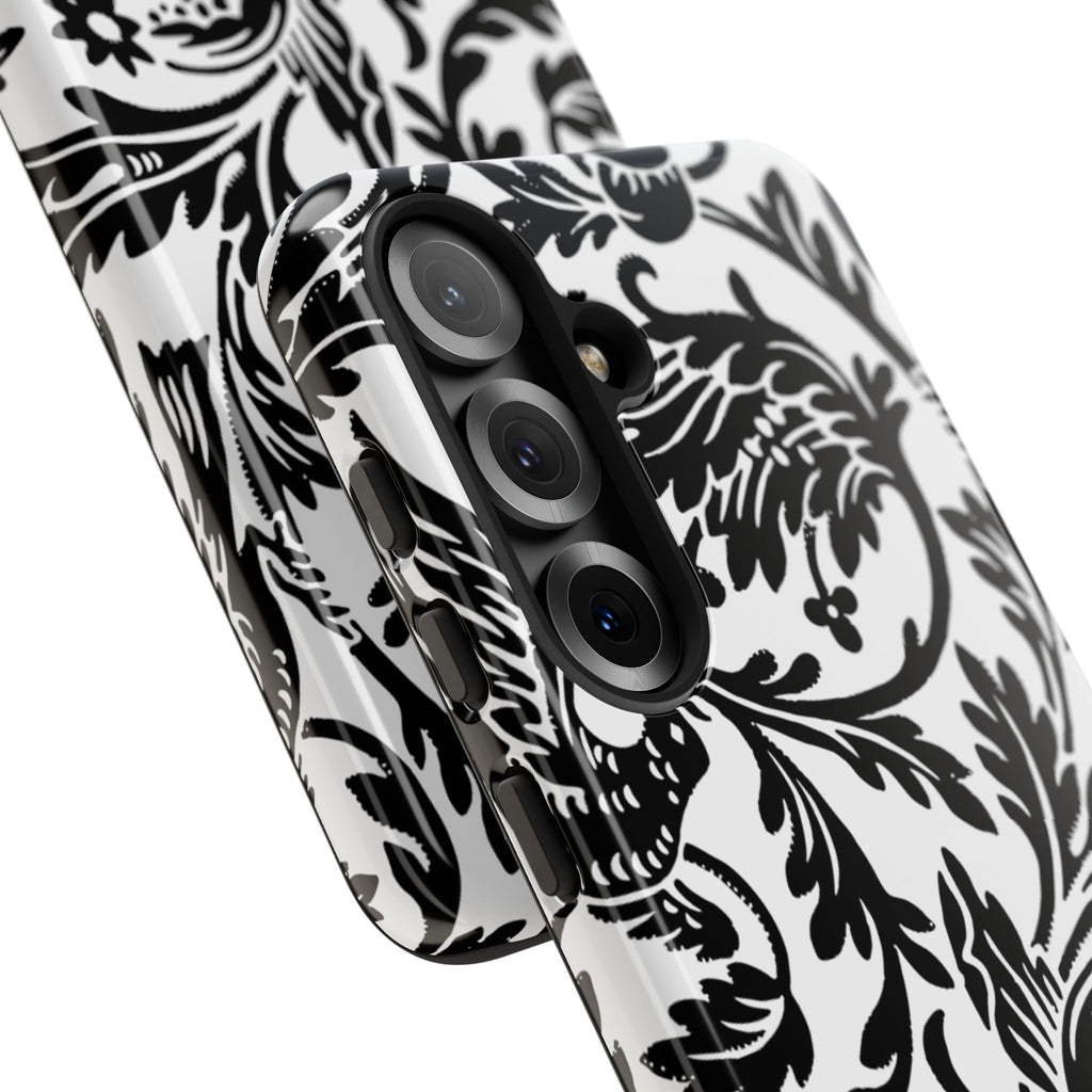 Elegant Black Floral Phone Case, Tough Cases, Stylish Phone Protection, Gift for Her, Floral Design, Trendy Accessories