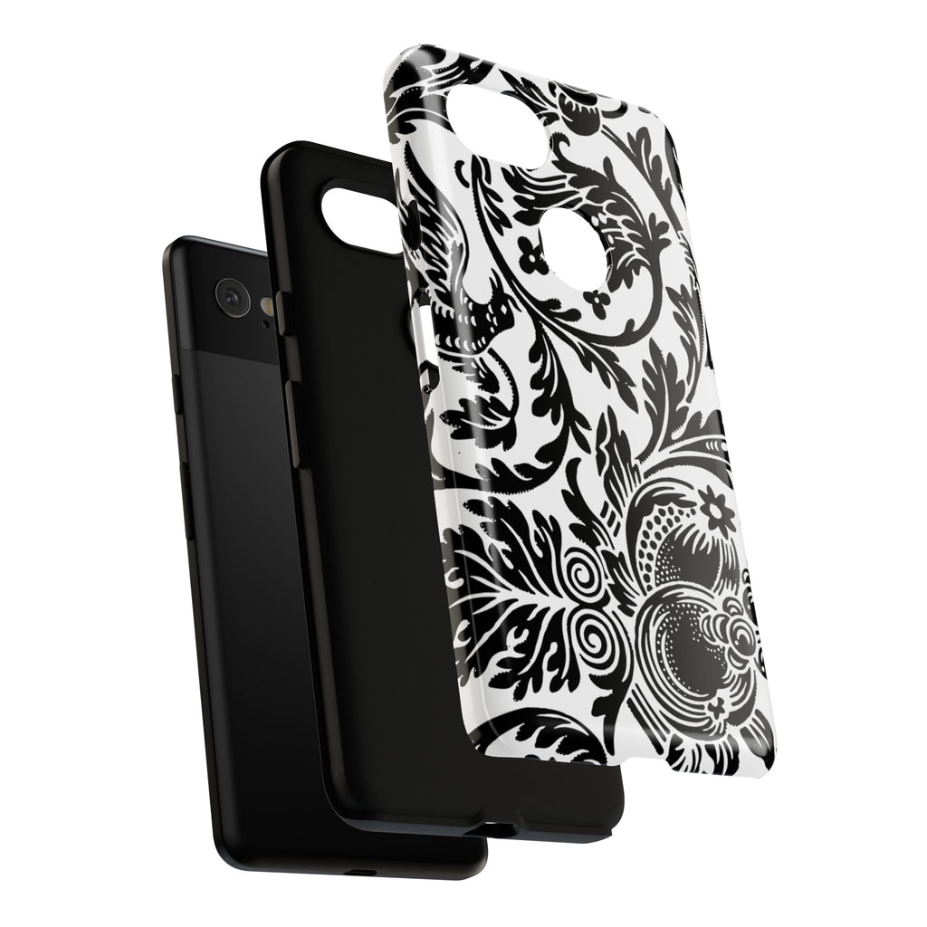 Elegant Black Floral Phone Case, Tough Cases, Stylish Phone Protection, Gift for Her, Floral Design, Trendy Accessories