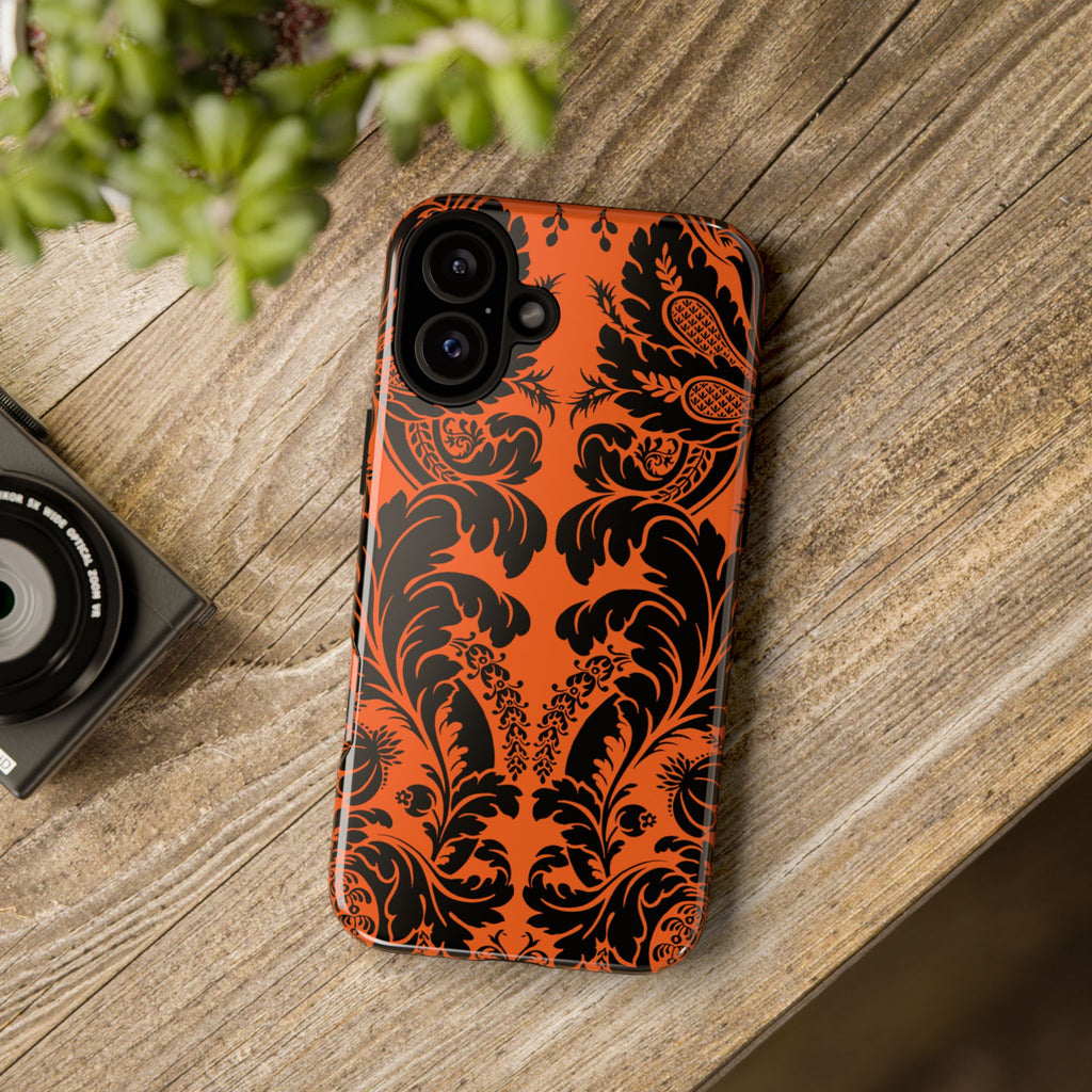 Elegant Phone Case with Orange Floral Design | Tough Cases, Smartphone Cover, Gift for Her, Floral Patterns, Stylish Accessories