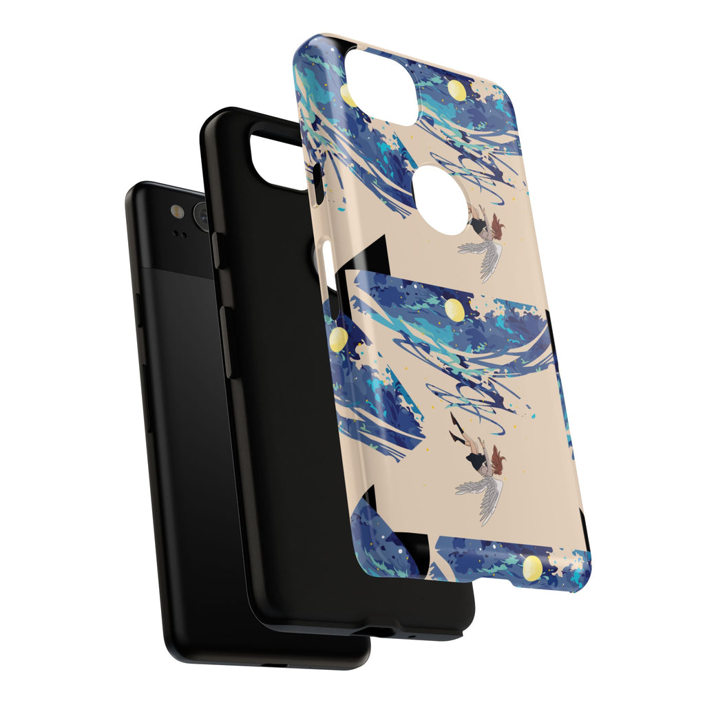 Artistic Phone Case with Abstract Design, Vivid Blue Waves and Fish, Stylish Phone Accessory, Unique Gift Idea, Trendy Tech Decor, [...]