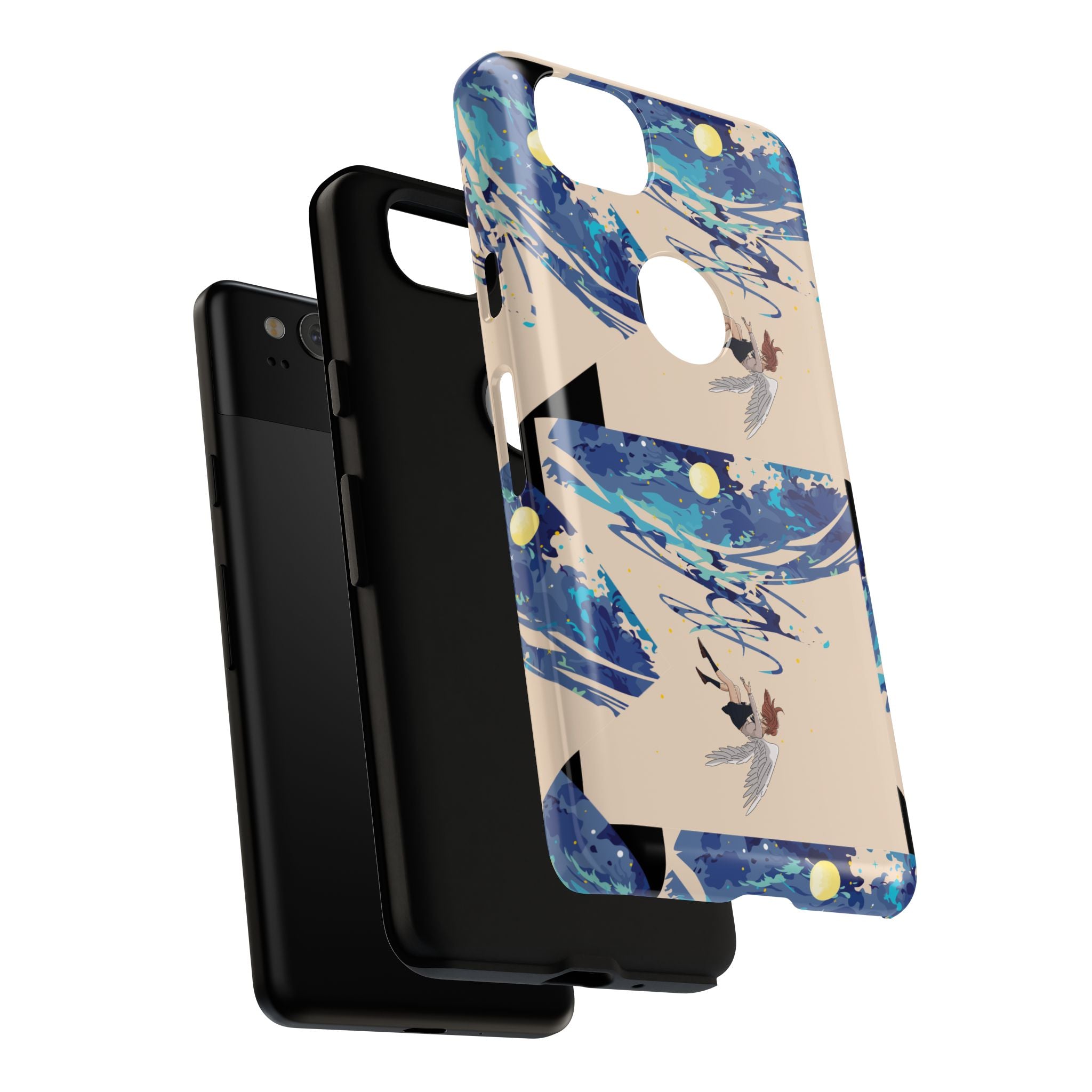 Artistic Phone Case with Abstract Design, Vivid Blue Waves and Fish, Stylish Phone Accessory, Unique Gift Idea, Trendy Tech Decor, [...]