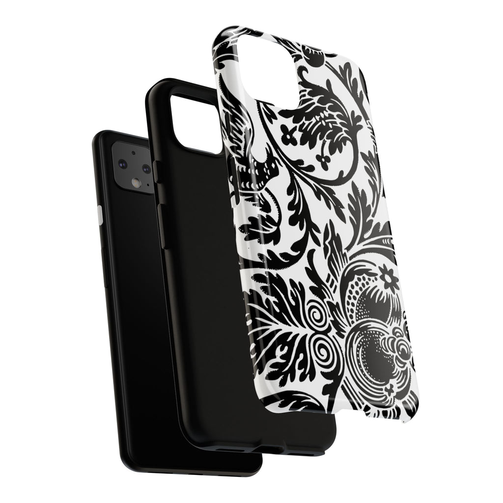 Elegant Black Floral Phone Case, Tough Cases, Stylish Phone Protection, Gift for Her, Floral Design, Trendy Accessories