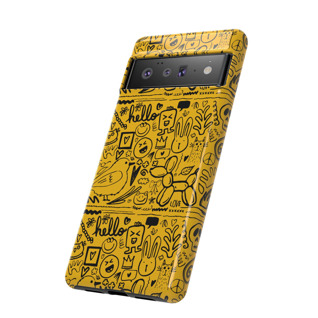 Vibrant Phone Case, Cute Yellow Floral iPhone Cover, Stylish Tough Case, Fun Phone Accessory, Perfect Gift for Teens