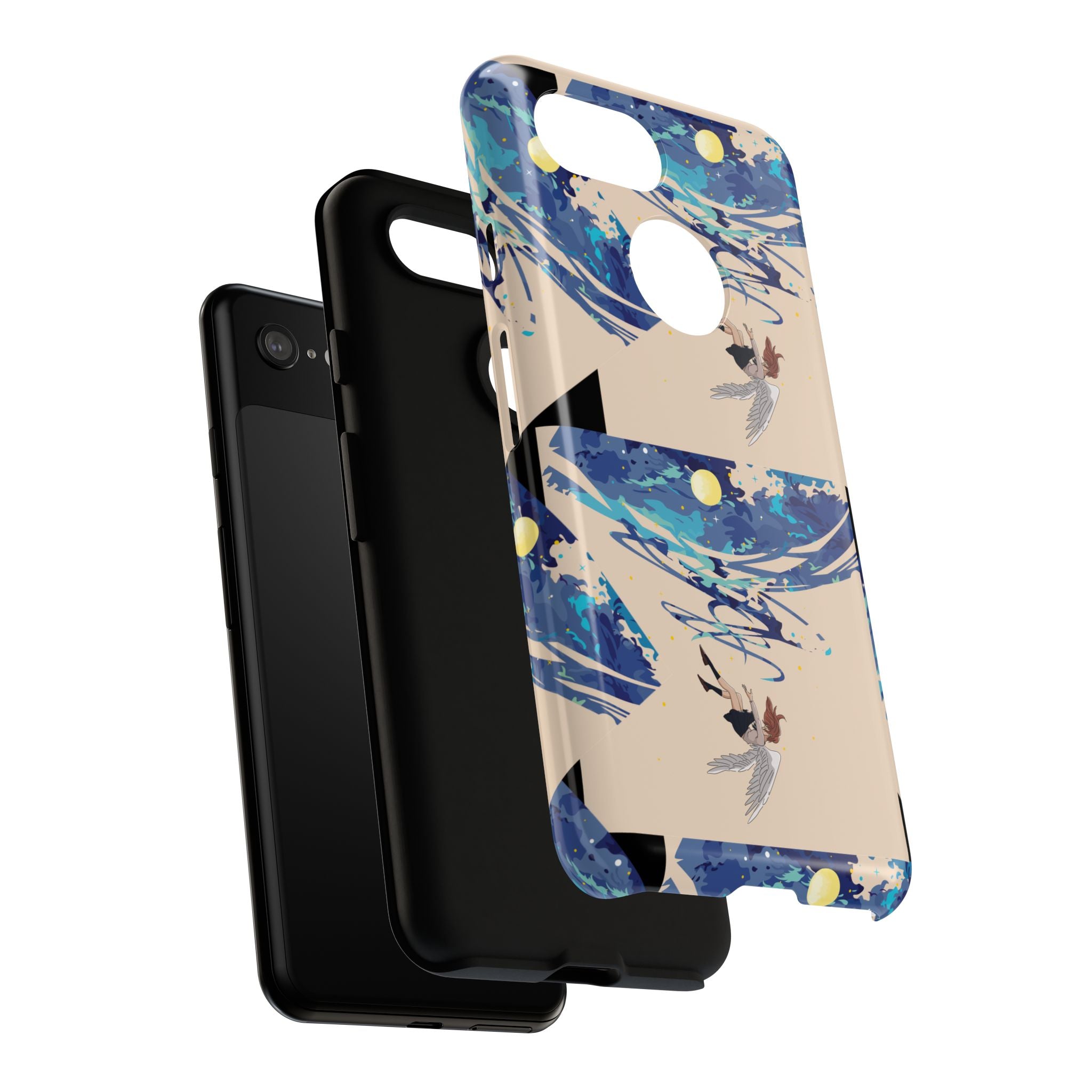 Artistic Phone Case with Abstract Design, Vivid Blue Waves and Fish, Stylish Phone Accessory, Unique Gift Idea, Trendy Tech Decor, [...]