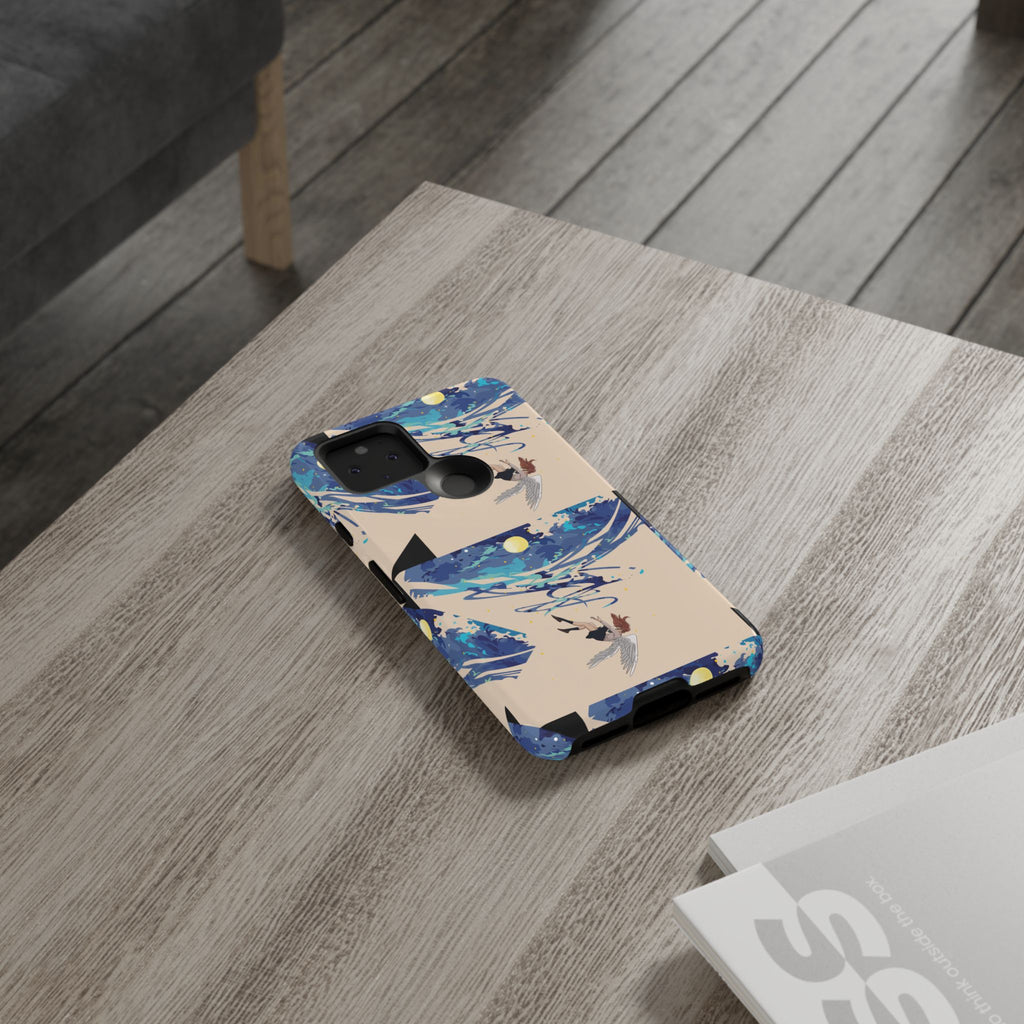 Artistic Phone Case with Abstract Design, Vivid Blue Waves and Fish, Stylish Phone Accessory, Unique Gift Idea, Trendy Tech Decor, [...]