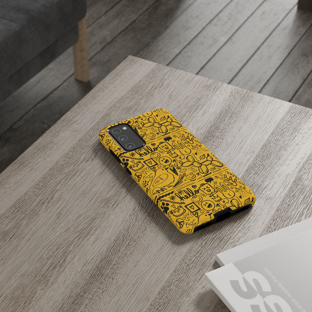 Vibrant Phone Case, Cute Yellow Floral iPhone Cover, Stylish Tough Case, Fun Phone Accessory, Perfect Gift for Teens