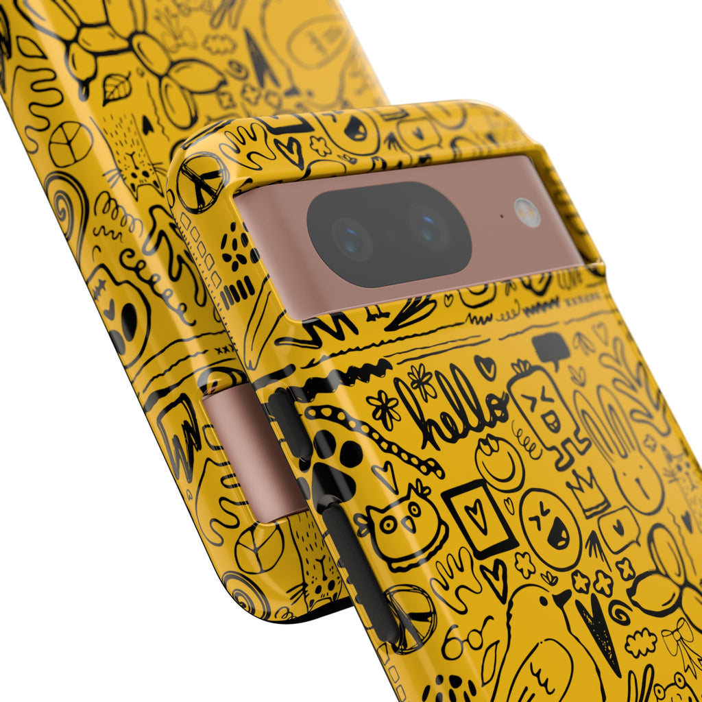 Vibrant Phone Case, Cute Yellow Floral iPhone Cover, Stylish Tough Case, Fun Phone Accessory, Perfect Gift for Teens