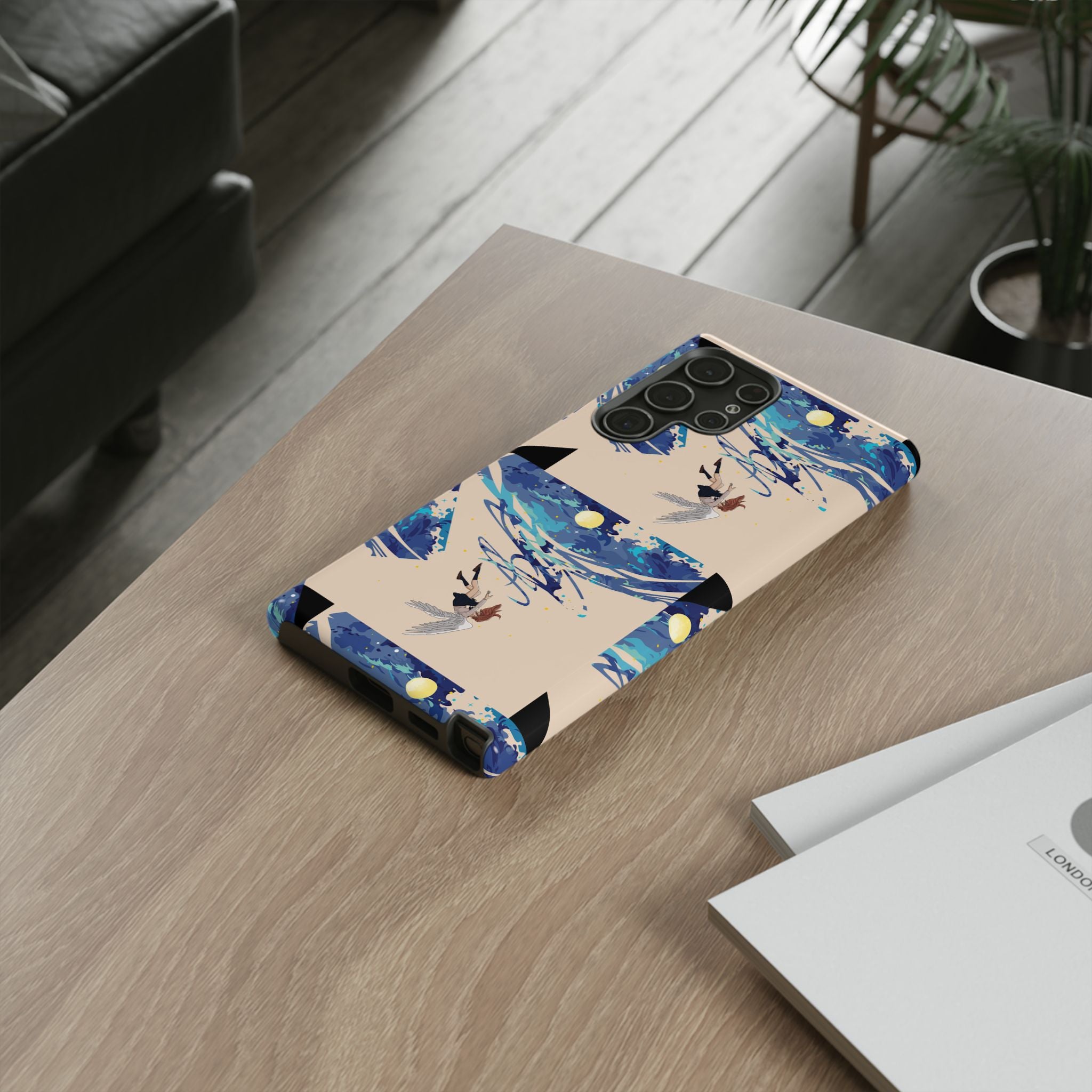 Artistic Phone Case with Abstract Design, Vivid Blue Waves and Fish, Stylish Phone Accessory, Unique Gift Idea, Trendy Tech Decor, [...]