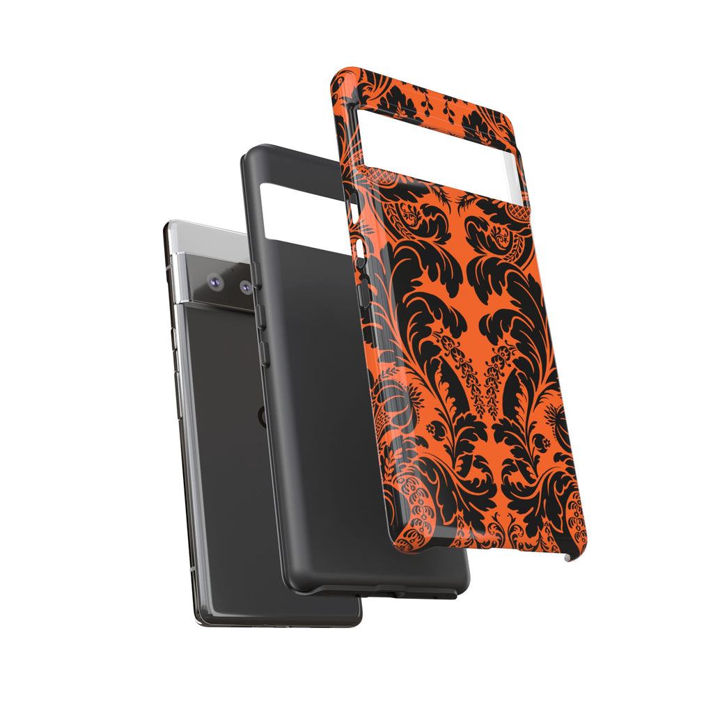 Elegant Phone Case with Orange Floral Design | Tough Cases, Smartphone Cover, Gift for Her, Floral Patterns, Stylish Accessories
