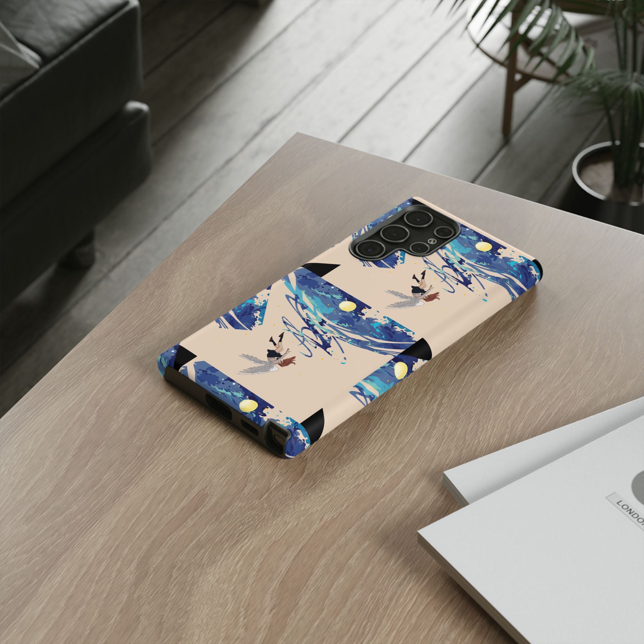 Artistic Phone Case with Abstract Design, Vivid Blue Waves and Fish, Stylish Phone Accessory, Unique Gift Idea, Trendy Tech Decor, [...]