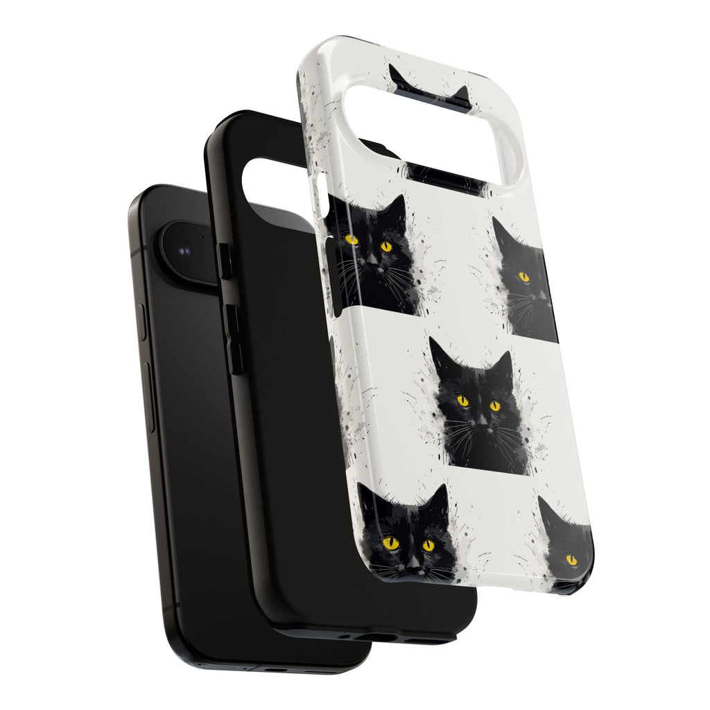 Black Cat Phone Case, Tough Cases, Cat Lover Gift, Unique Design, Halloween, Animal Accessories, Custom Phone Cover