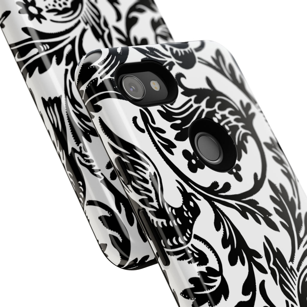 Elegant Black Floral Phone Case, Tough Cases, Stylish Phone Protection, Gift for Her, Floral Design, Trendy Accessories