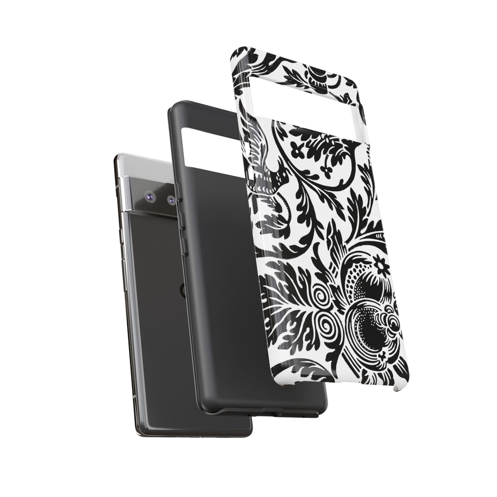Elegant Black Floral Phone Case, Tough Cases, Stylish Phone Protection, Gift for Her, Floral Design, Trendy Accessories