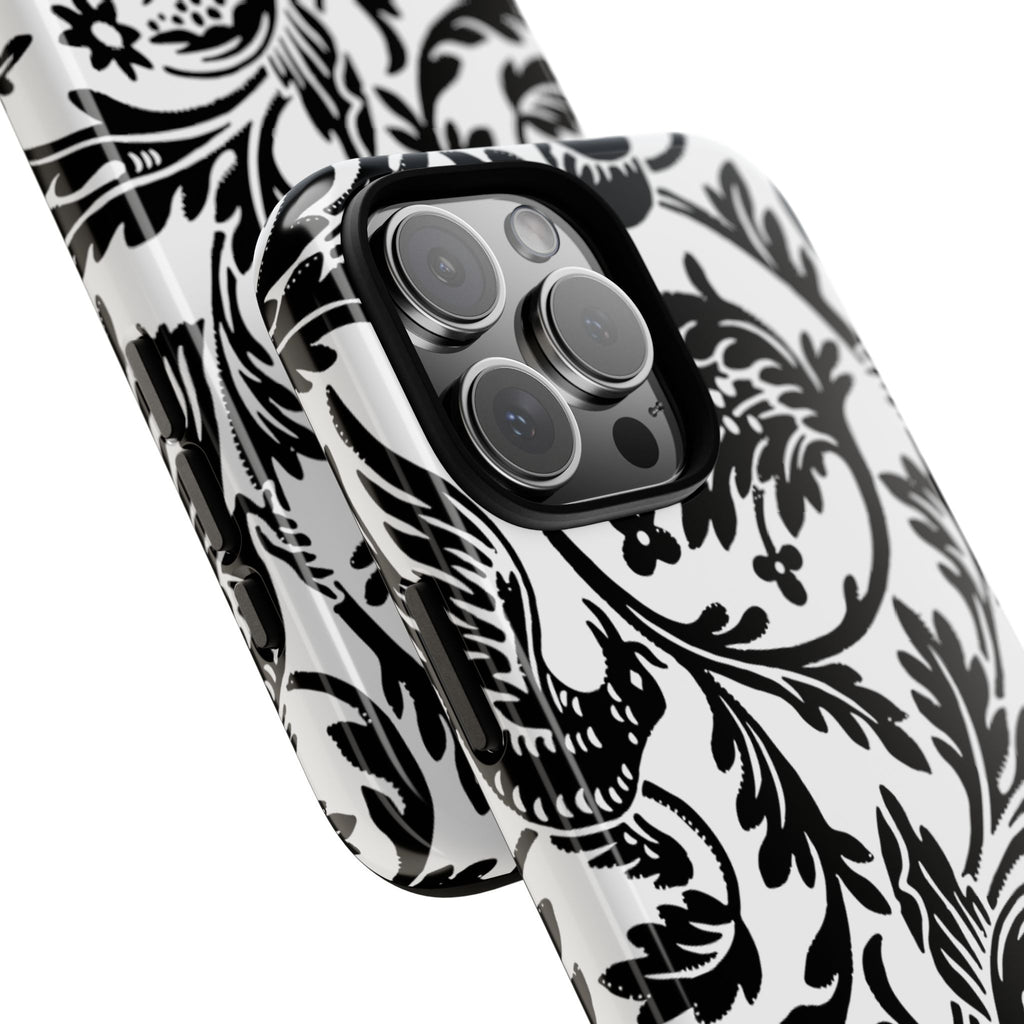 Elegant Black Floral Phone Case, Tough Cases, Stylish Phone Protection, Gift for Her, Floral Design, Trendy Accessories