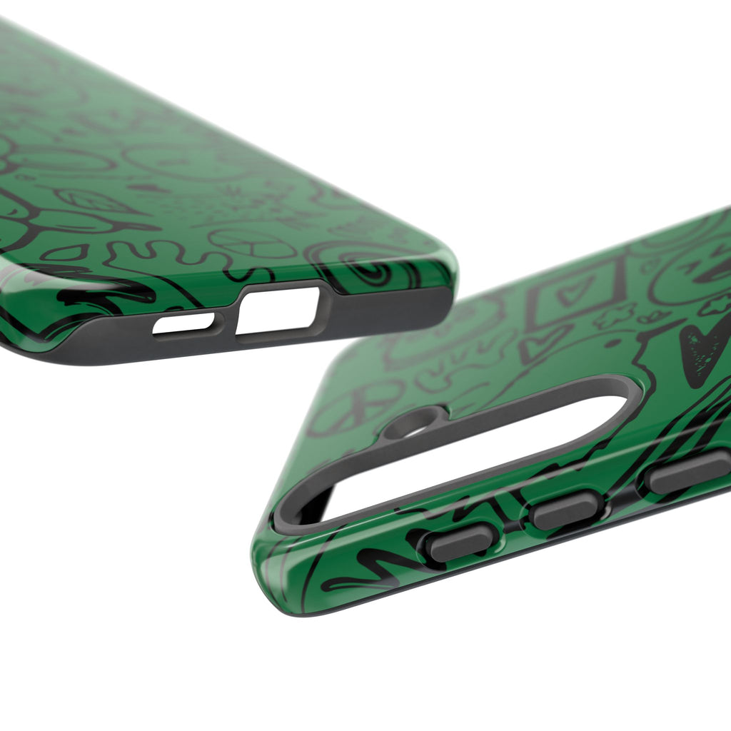 Playful Phone Case, Vibrant Green Tough Case, Quirky Graphic Design, Unique Gift for Kids, Fun Accessories, Christmas, Birthday