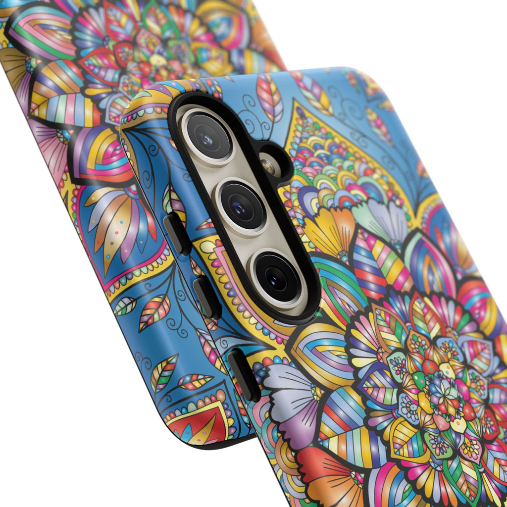 Vibrant Floral Phone Case, Tough Phone Cover, Colorful Mobile Accessory, Artistic Gift, Mandala Design, Everyday Use