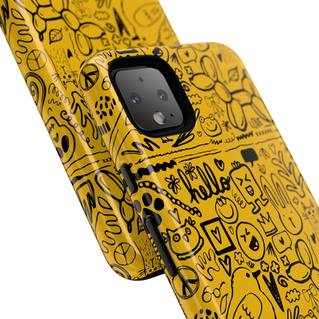 Vibrant Phone Case, Cute Yellow Floral iPhone Cover, Stylish Tough Case, Fun Phone Accessory, Perfect Gift for Teens