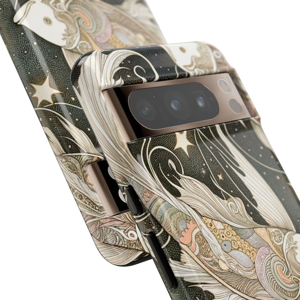 Artistic Phone Case, Cosmic Fish Design, Phone Accessory, Unique Gift, Zodiac Decor, Starry Night Vibes