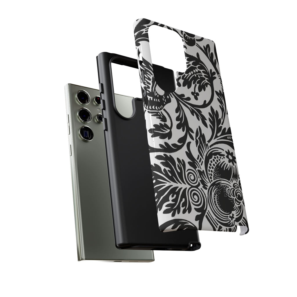 Elegant Black Floral Phone Case, Tough Cases, Stylish Phone Protection, Gift for Her, Floral Design, Trendy Accessories