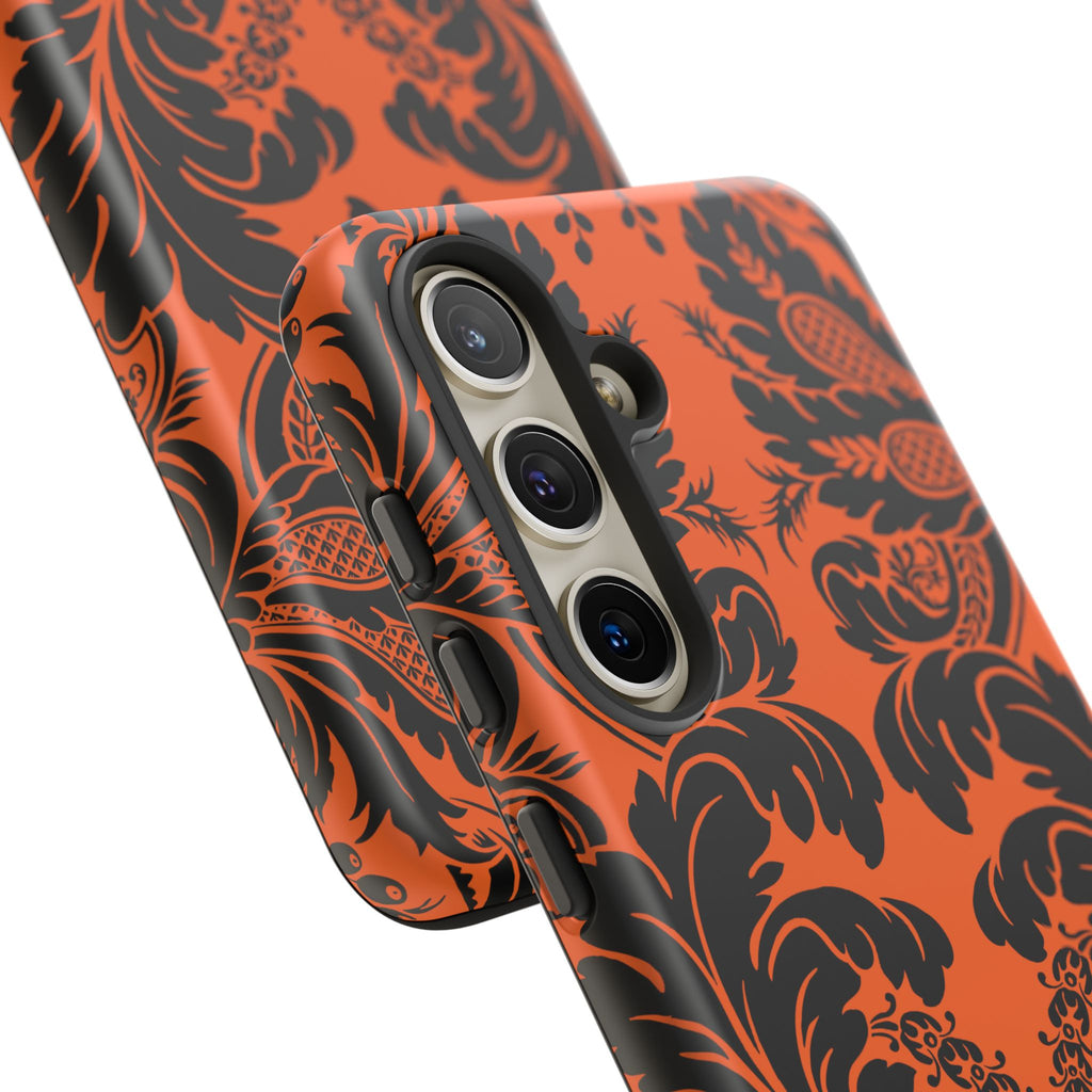 Elegant Phone Case with Orange Floral Design | Tough Cases, Smartphone Cover, Gift for Her, Floral Patterns, Stylish Accessories