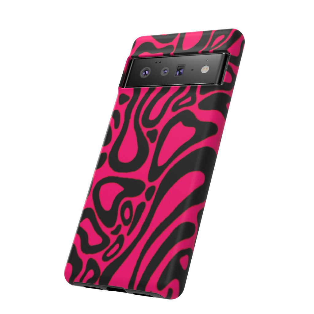 Bold Pink Patterned Phone Case, Stylish Tough Case, Trendy Accessory, Gift for Her, Tech Protection