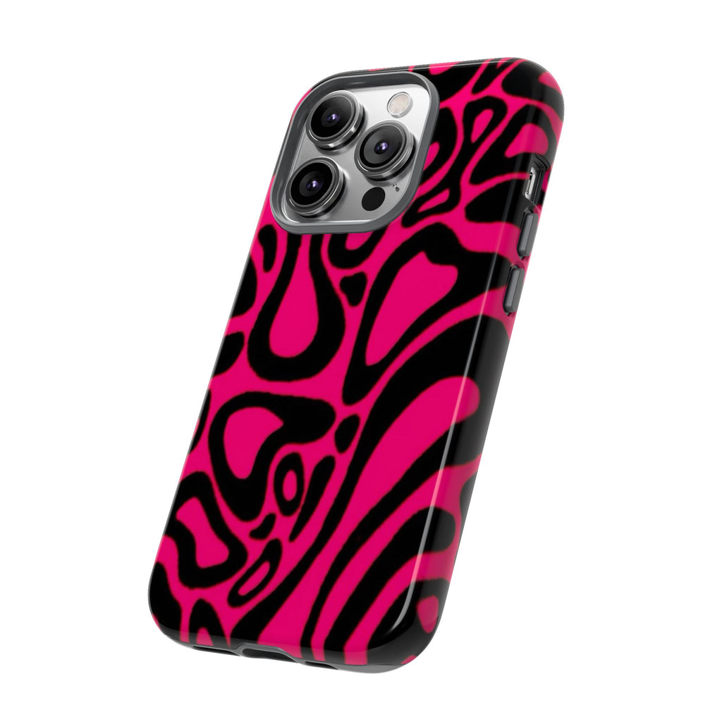 Bold Pink Patterned Phone Case, Stylish Tough Case, Trendy Accessory, Gift for Her, Tech Protection