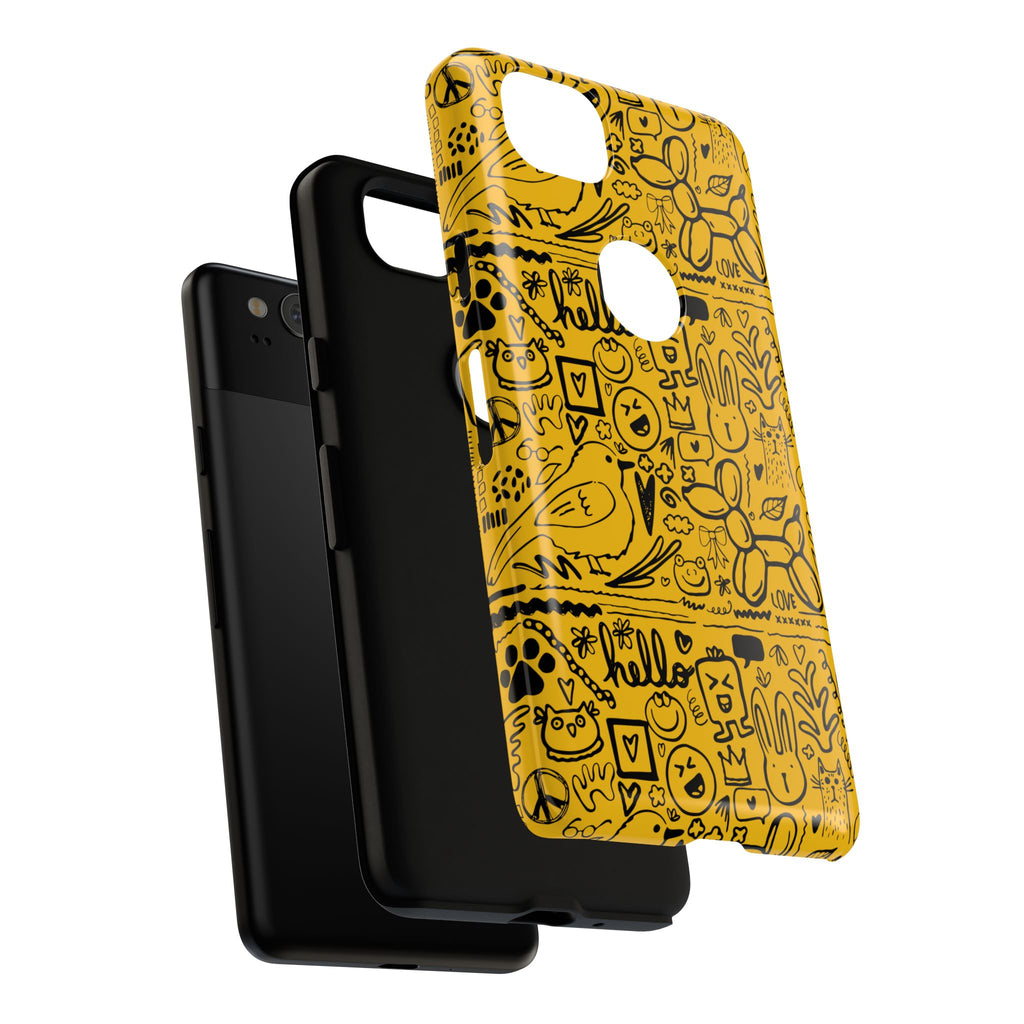 Vibrant Phone Case, Cute Yellow Floral iPhone Cover, Stylish Tough Case, Fun Phone Accessory, Perfect Gift for Teens
