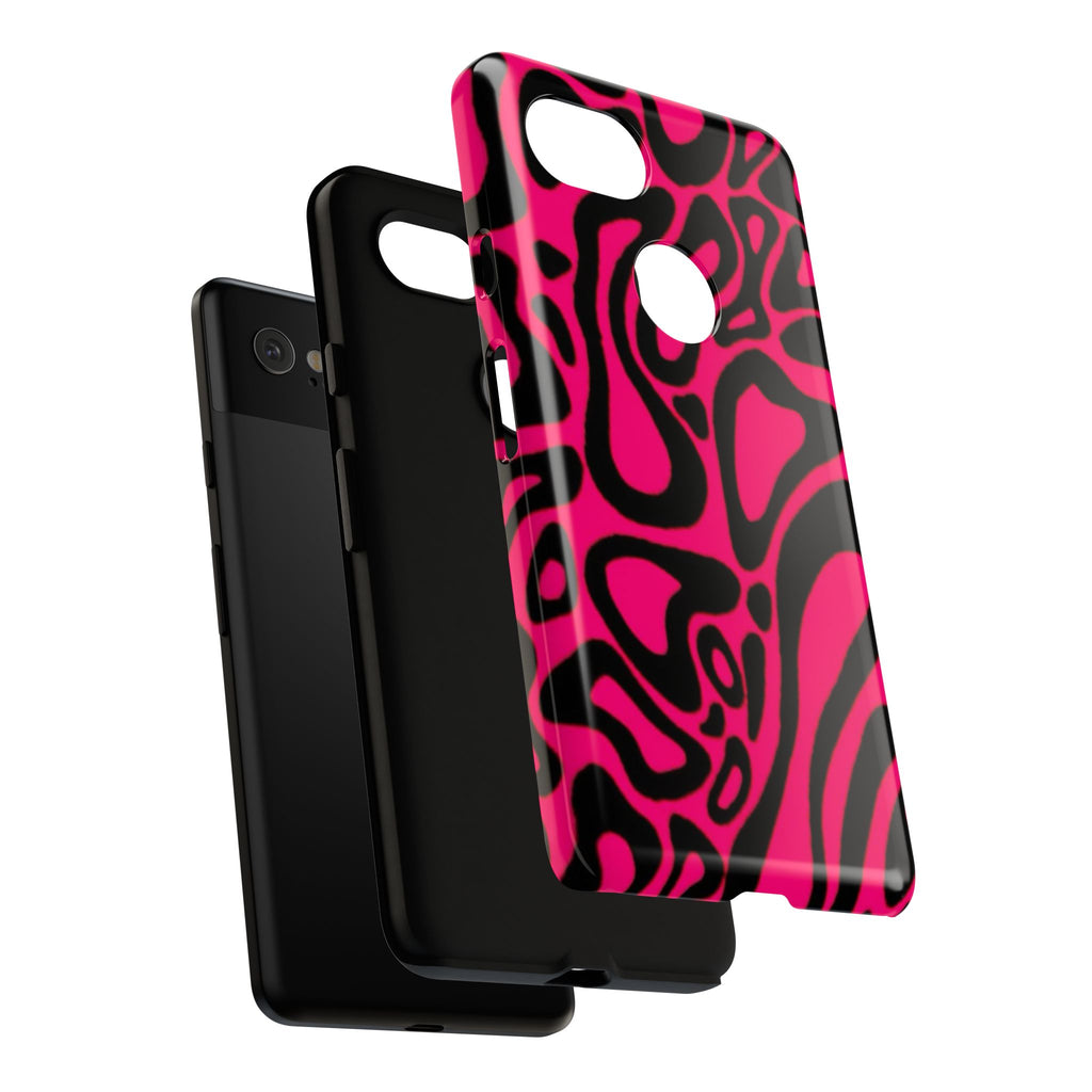 Bold Pink Patterned Phone Case, Stylish Tough Case, Trendy Accessory, Gift for Her, Tech Protection