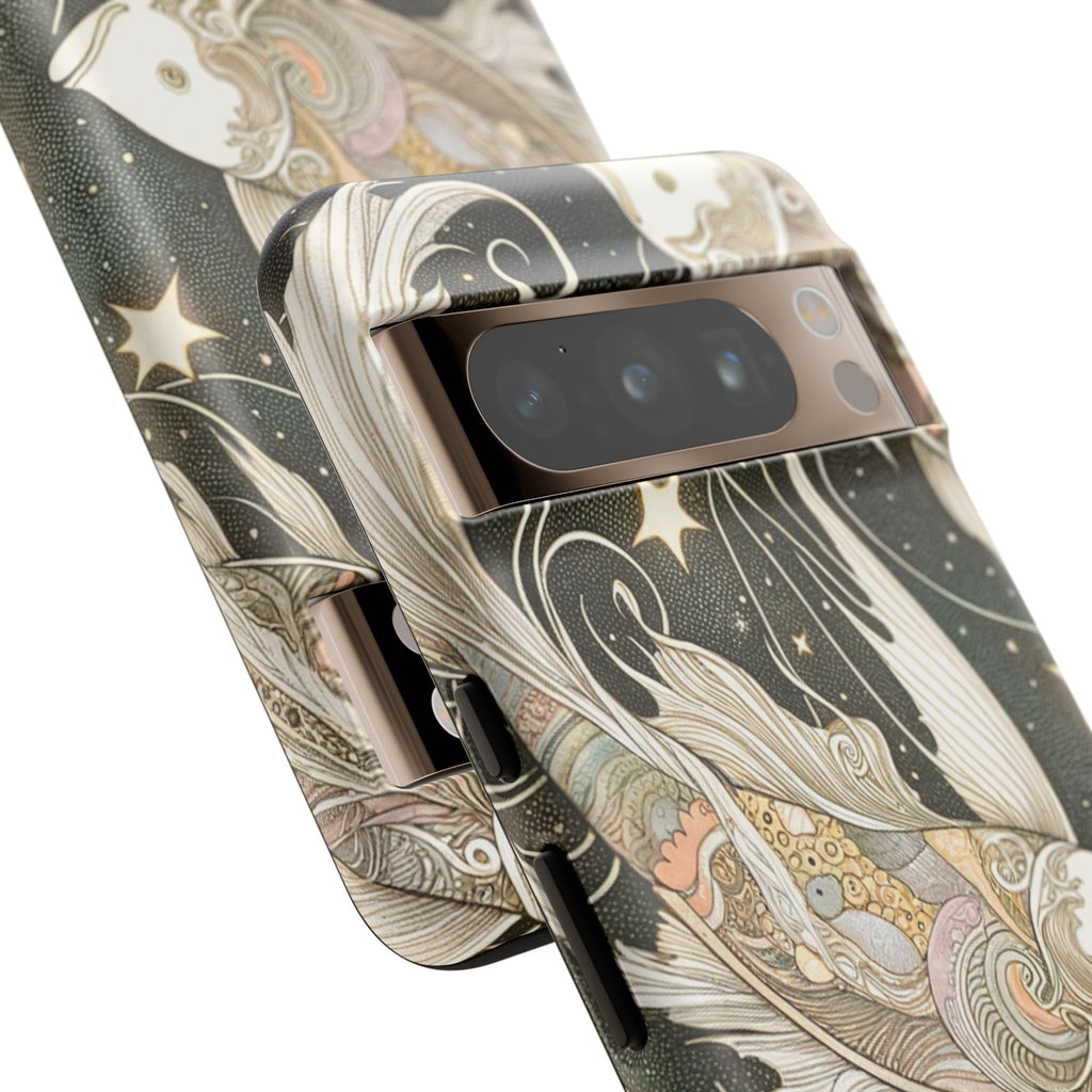 Artistic Phone Case, Cosmic Fish Design, Phone Accessory, Unique Gift, Zodiac Decor, Starry Night Vibes