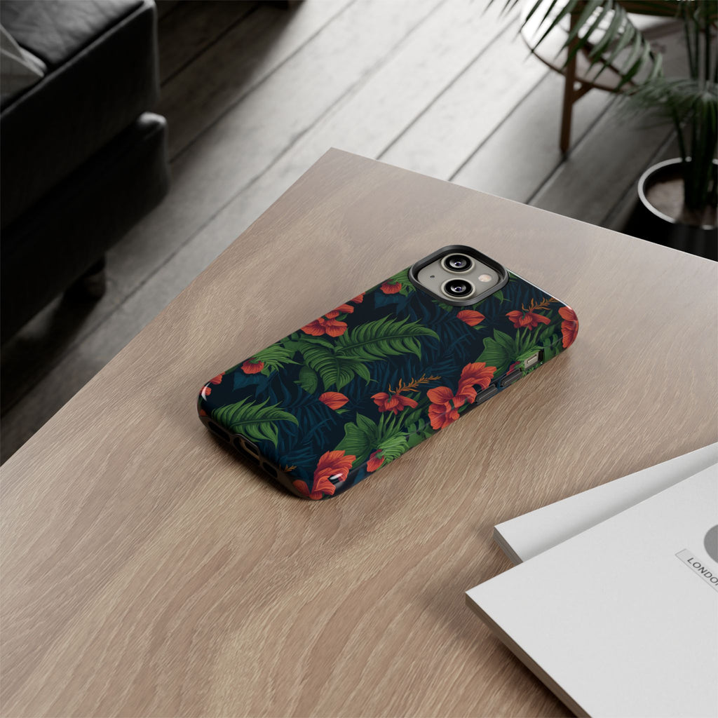 Tropical Phone Case with Floral Design, Eco-Friendly Protection for Summer Vibes, Ideal Gift for Nature Lovers, Vibrant Background