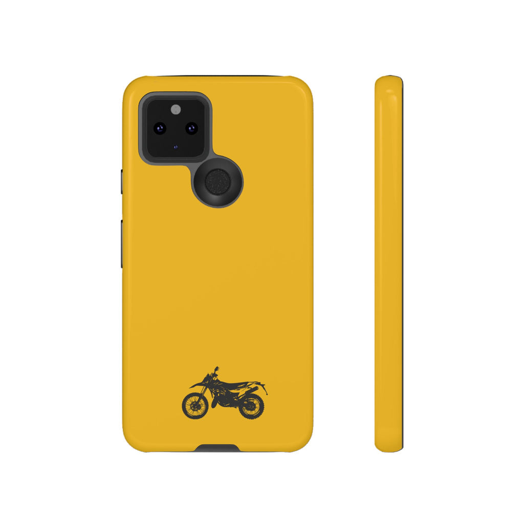 Motorcycle Phone Case, Tough Phone Cover, Gift for Bikers, Durable Tech Accessory, Yellow Motorcycle Design