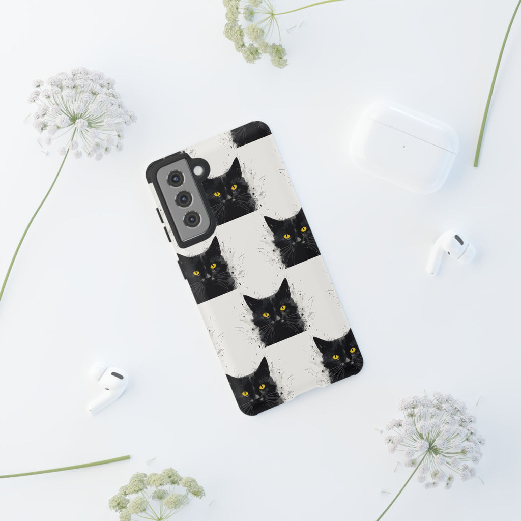 Black Cat Phone Case, Tough Cases, Cat Lover Gift, Unique Design, Halloween, Animal Accessories, Custom Phone Cover