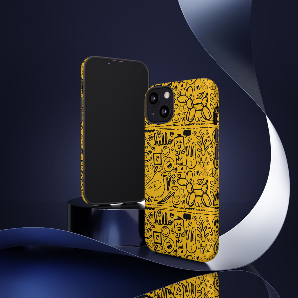 Vibrant Phone Case, Cute Yellow Floral iPhone Cover, Stylish Tough Case, Fun Phone Accessory, Perfect Gift for Teens