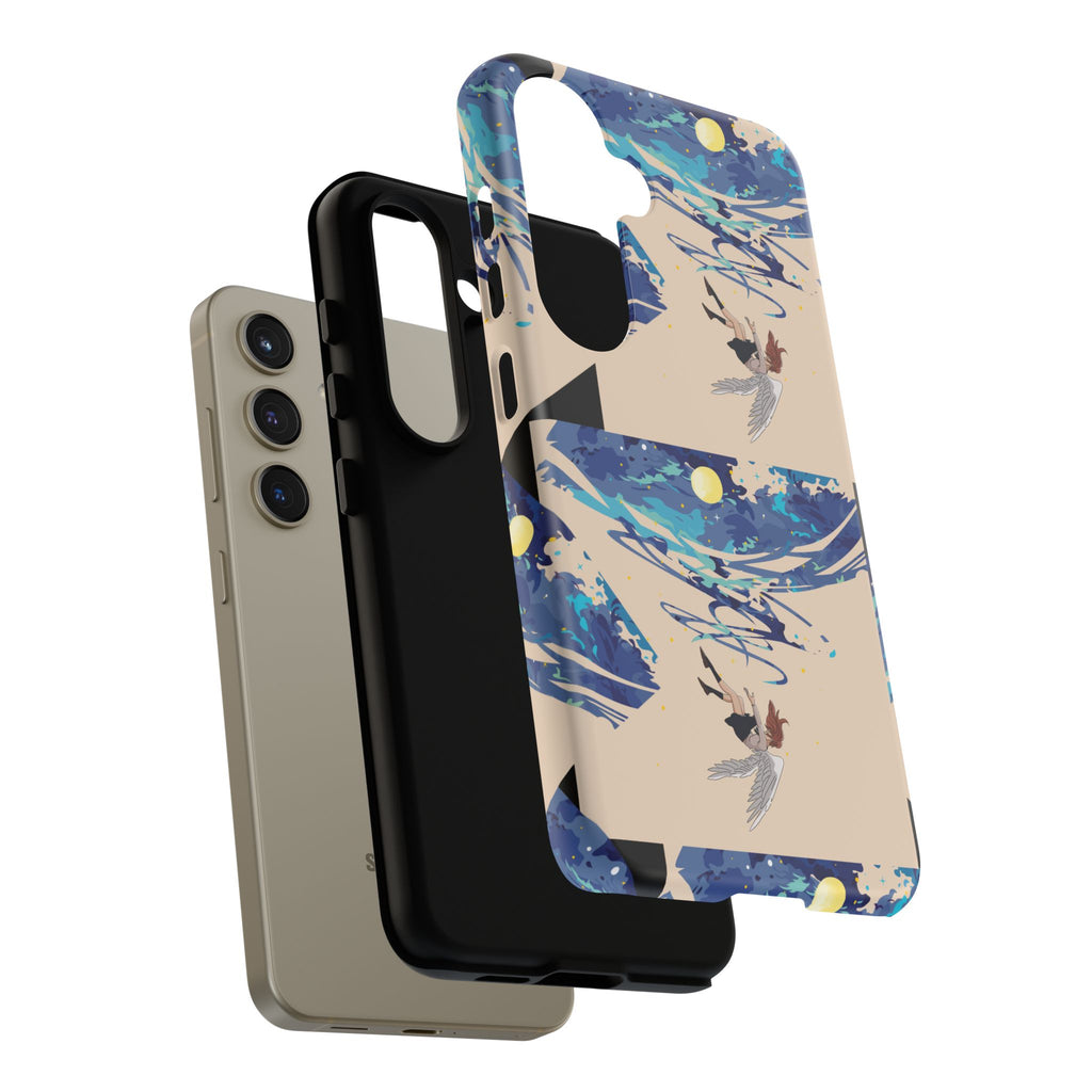 Artistic Phone Case with Abstract Design, Vivid Blue Waves and Fish, Stylish Phone Accessory, Unique Gift Idea, Trendy Tech Decor, [...]