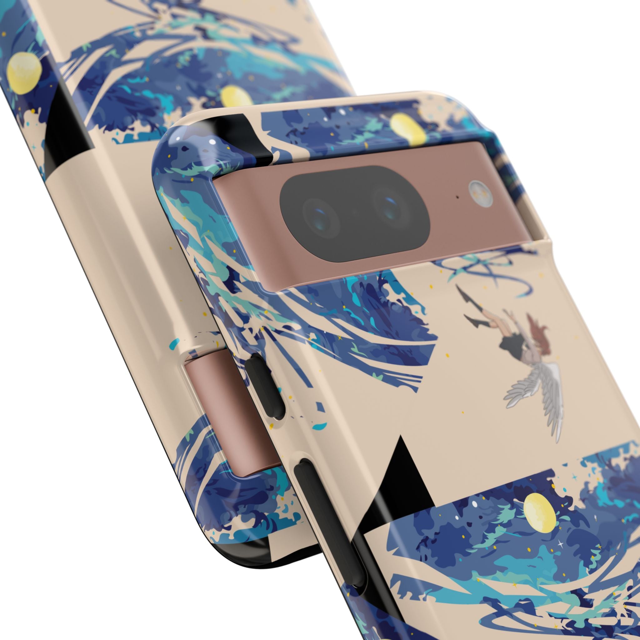 Artistic Phone Case with Abstract Design, Vivid Blue Waves and Fish, Stylish Phone Accessory, Unique Gift Idea, Trendy Tech Decor, [...]