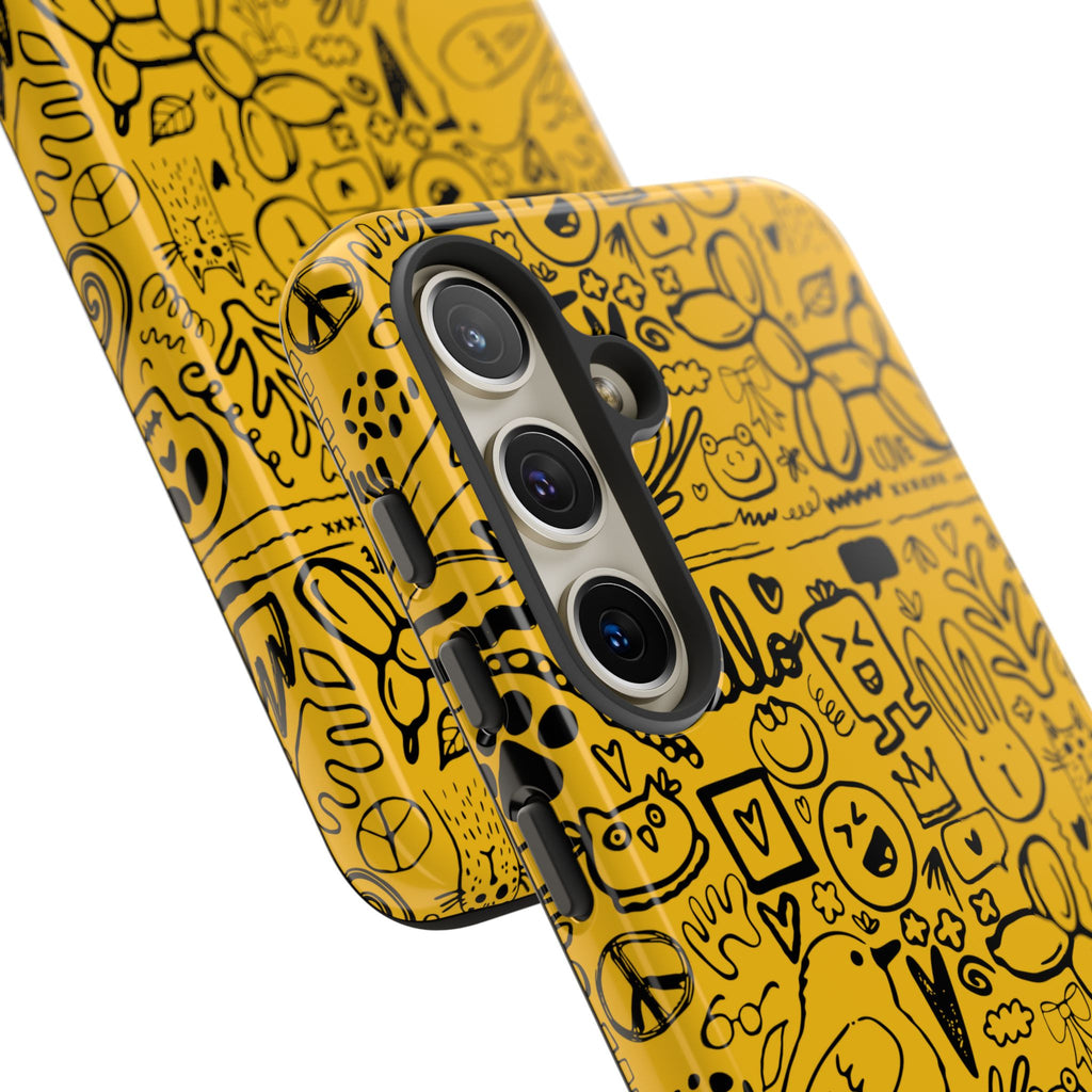 Vibrant Phone Case, Cute Yellow Floral iPhone Cover, Stylish Tough Case, Fun Phone Accessory, Perfect Gift for Teens