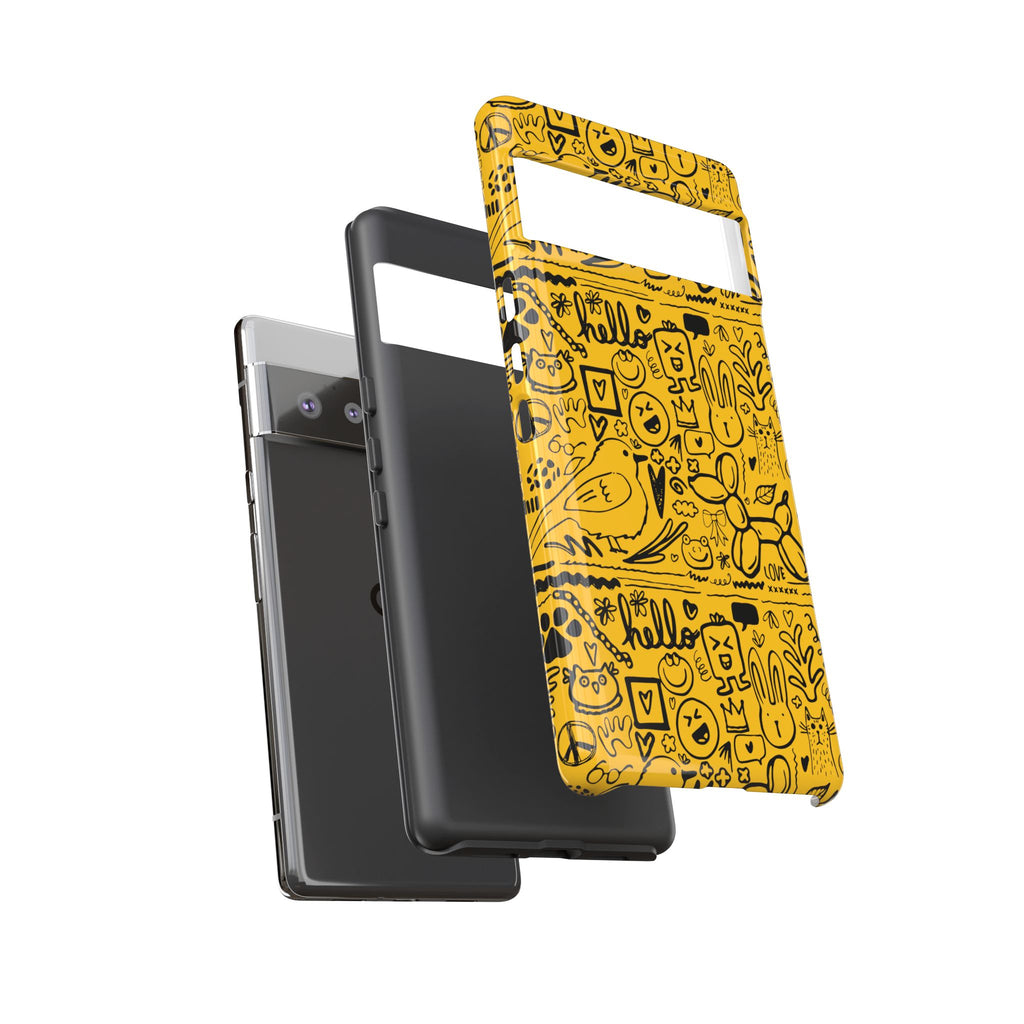 Vibrant Phone Case, Cute Yellow Floral iPhone Cover, Stylish Tough Case, Fun Phone Accessory, Perfect Gift for Teens