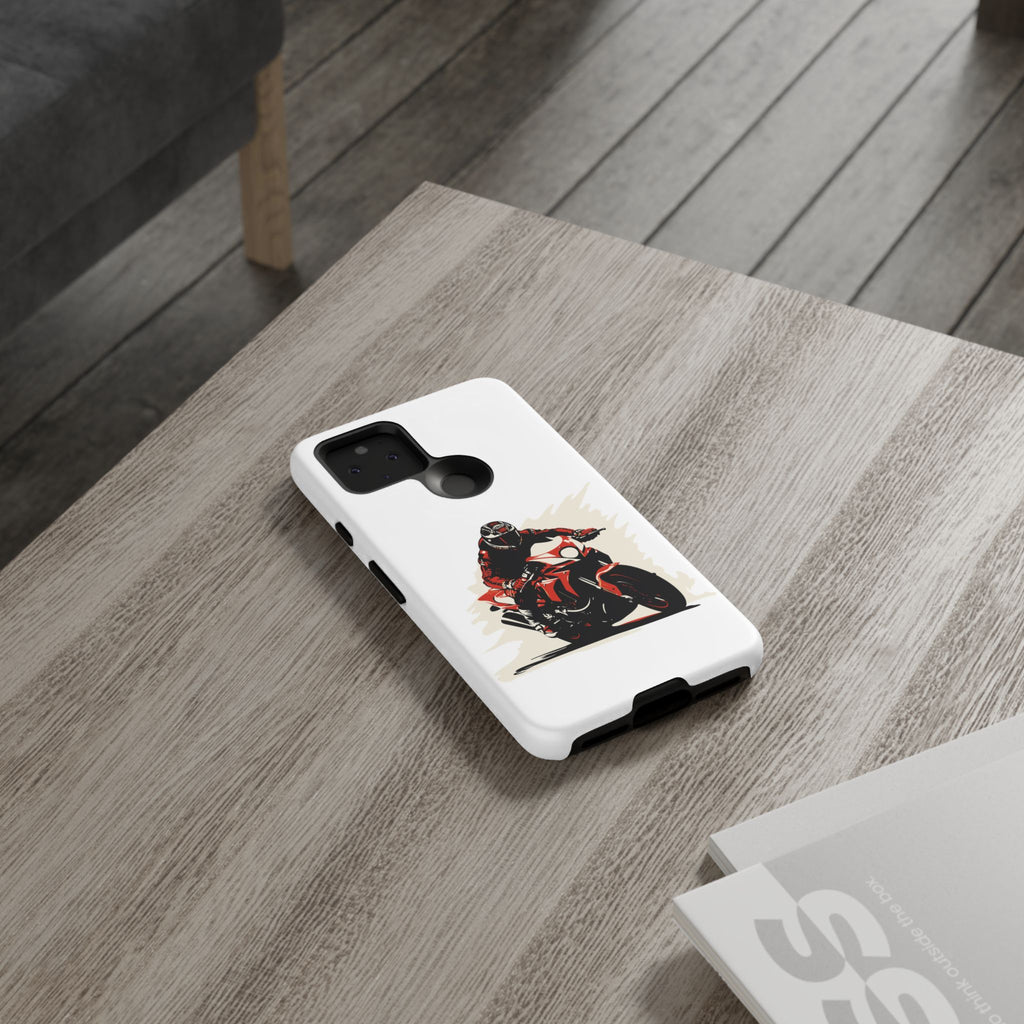 Motorcycle Phone Case, Tough Cases for Riders, Biker Accessory, Gifts for Motorcyclists, Red Bike Design