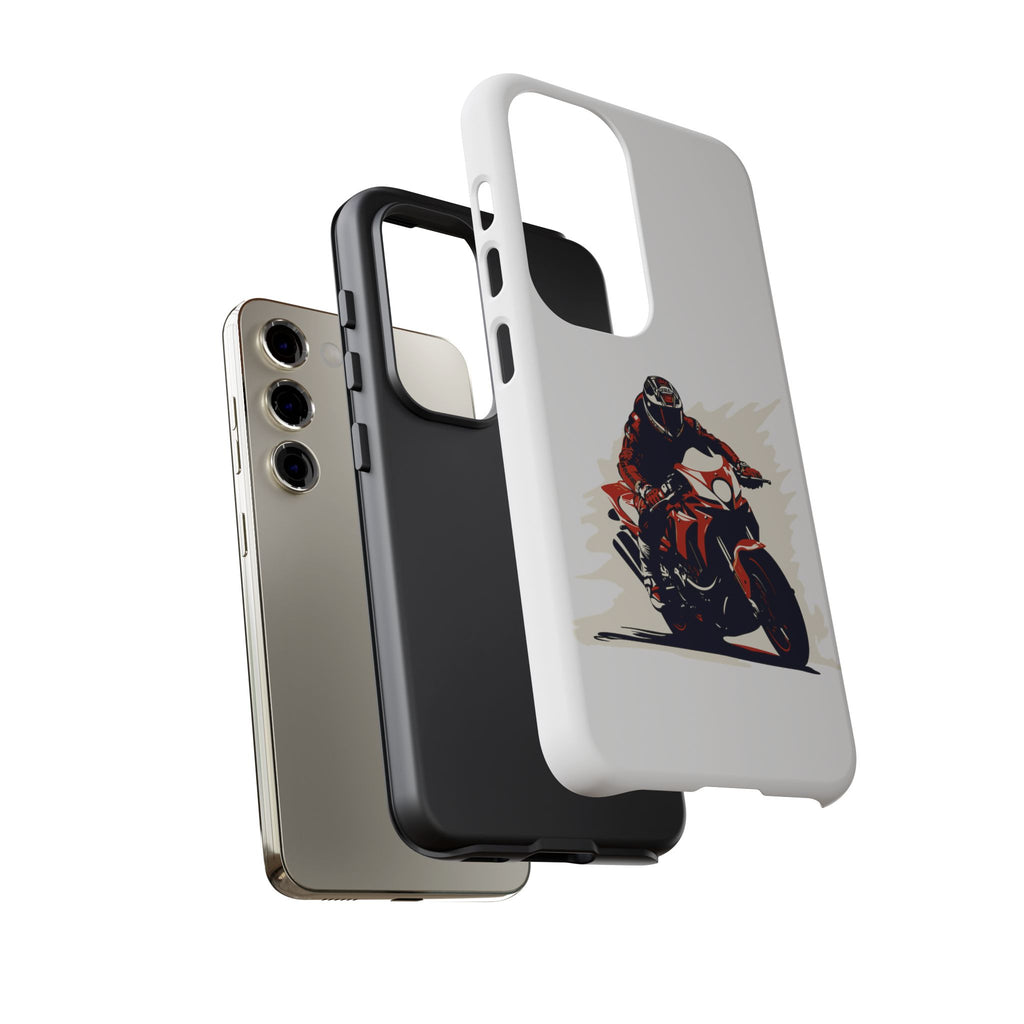 Motorcycle Phone Case, Tough Cases for Riders, Biker Accessory, Gifts for Motorcyclists, Red Bike Design