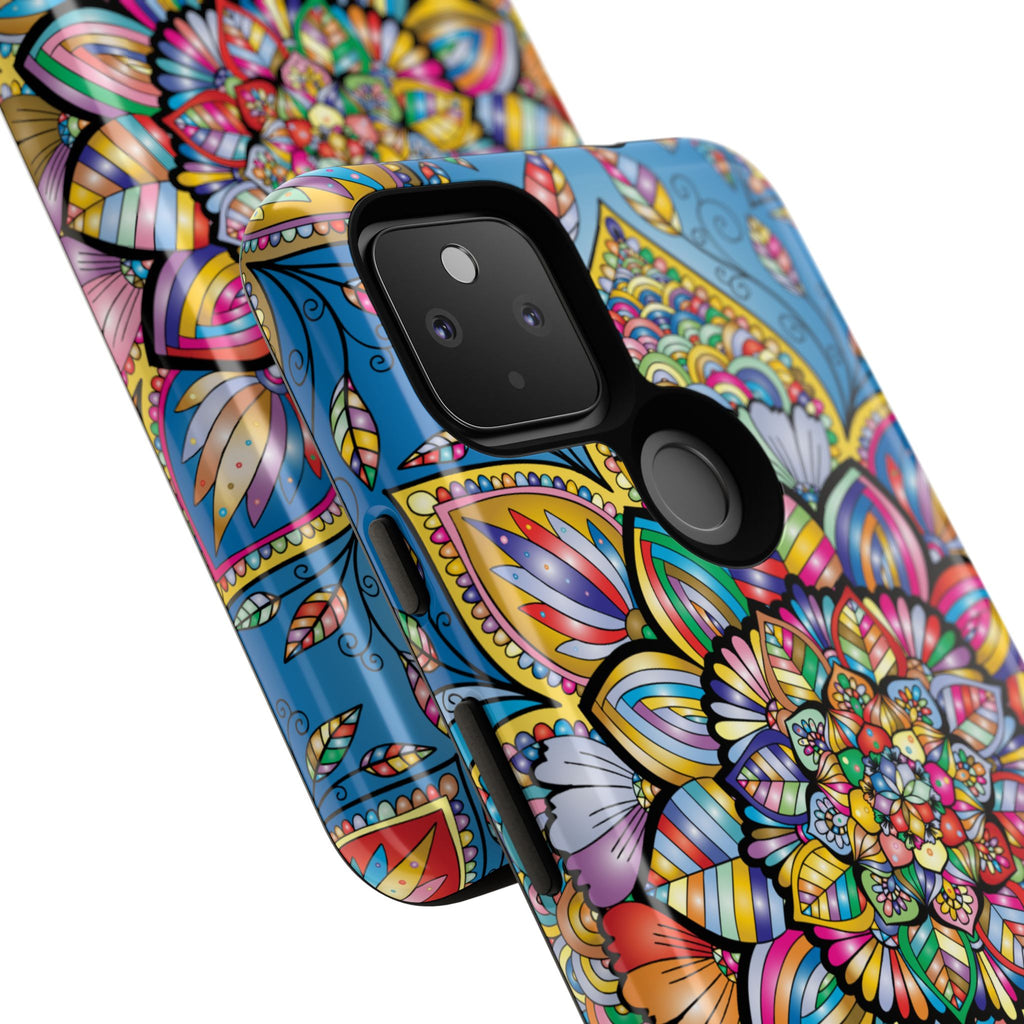 Vibrant Floral Phone Case, Tough Phone Cover, Colorful Mobile Accessory, Artistic Gift, Mandala Design, Everyday Use